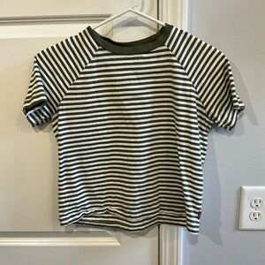 Levi's Striped Crop Tee - Olive and White
